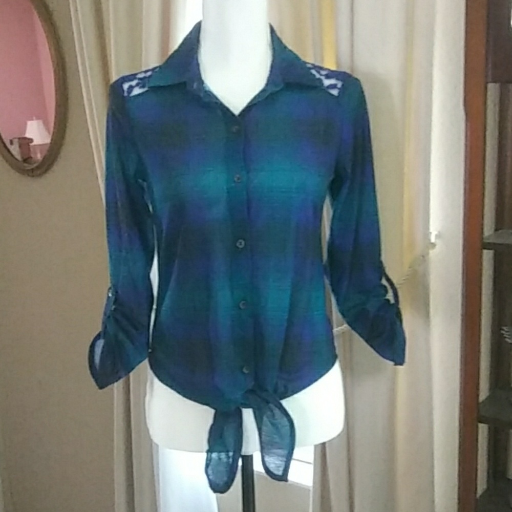 Rue21 Plaid Shirt with Lace